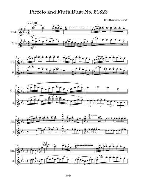 Piccolo and Flute Duet No. 61823 Sheet Music | Eric Bingham-Kumpf ...