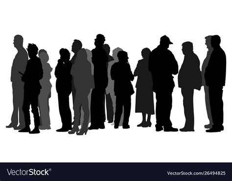 Group people waiting in line silhouette Royalty Free Vector