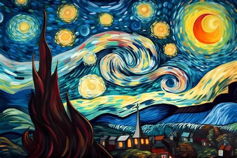 Premium AI Image | A painting of starry night sky