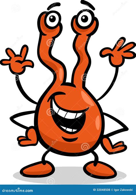 Strange Alien Cartoon Illustration Stock Vector - Illustration of happy, drawing: 32048508