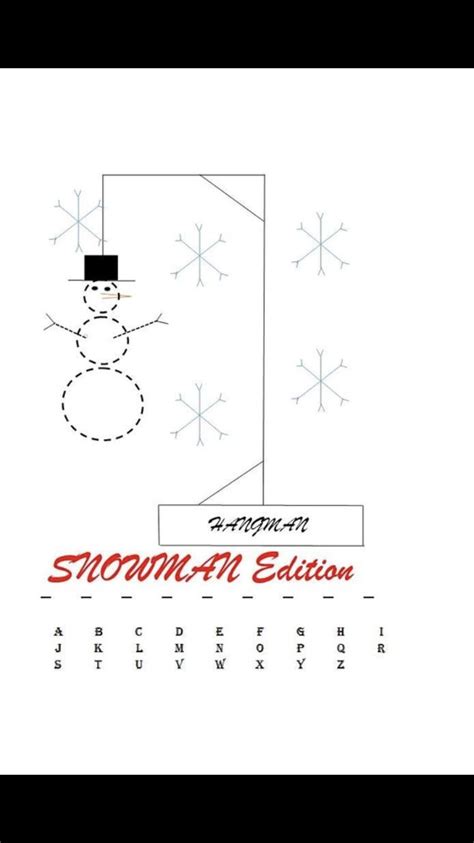 Snowman Hangman Word Game | Hangman words, Printable games, Word games