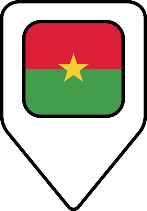 Burkina Faso flag map pin navigation icon, square design. 24076539 PNG