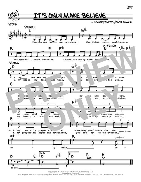 Glen Campbell It's Only Make Believe Sheet Music Notes, Chords