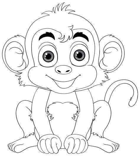 Free Vector | Monkey cartoon character outline for coloring