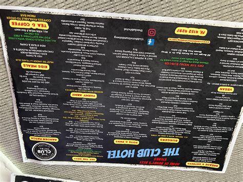 Menu at The Club Hotel, Bundaberg Central