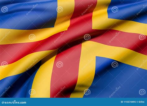 Aland Islands flag waving stock illustration. Illustration of nation ...