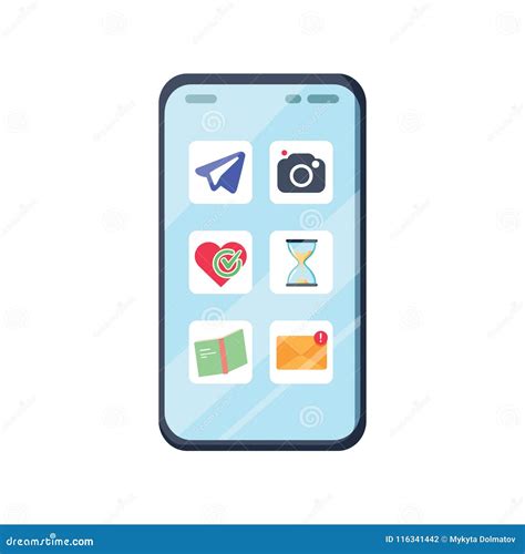 Vector Cartoon Illustration of Smartphone with Icons App on the Display. Smartphone on ...