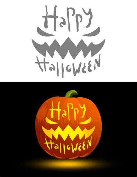 Printable Happy Halloween Jack-O-'Lantern Pumpkin Stencil