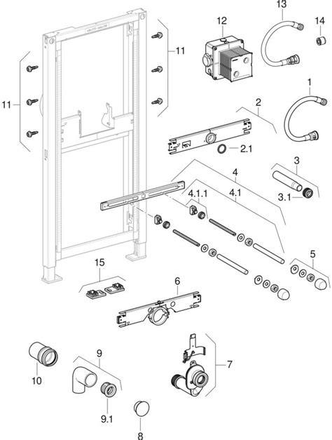 Spare parts for: Geberit Duofix frames for urinal, 112–130 cm ...