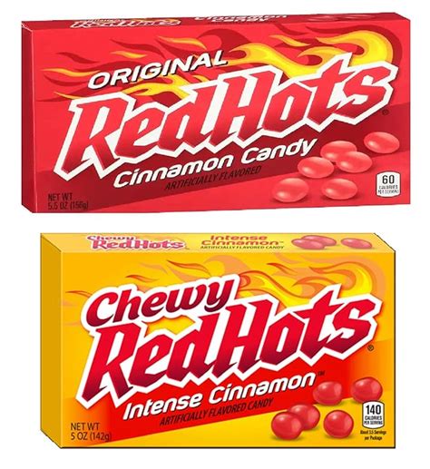 Amazon.com : Original Red Hots Cinnamon Flavored Candy & Chewy Red Hots Intense Cinnamon ...