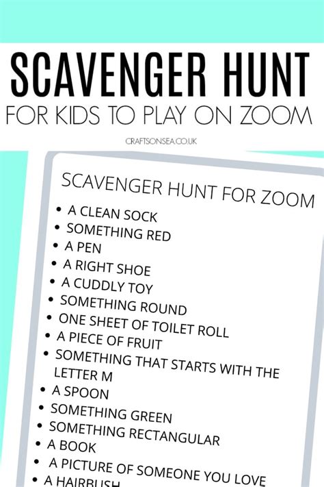 Zoom Scavenger Hunt for Kids (FREE Printable) - Crafts on Sea