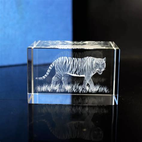 Laser Engraved Crystal Tiger Glass Cube Laser Engraved Tiger | Etsy