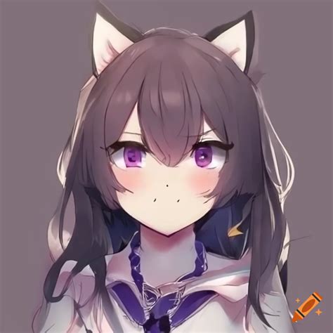 Wolf girl, cute face, anime