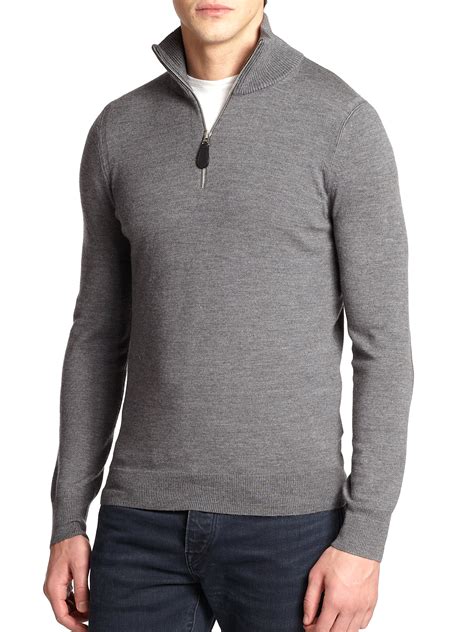 Lyst - Burberry Drummond Wool Half-zip Sweater in Gray for Men