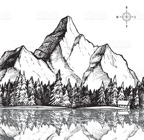 Mountain Drawing, Pencil, Sketch, Colorful, Realistic Art Images | Drawing Skill