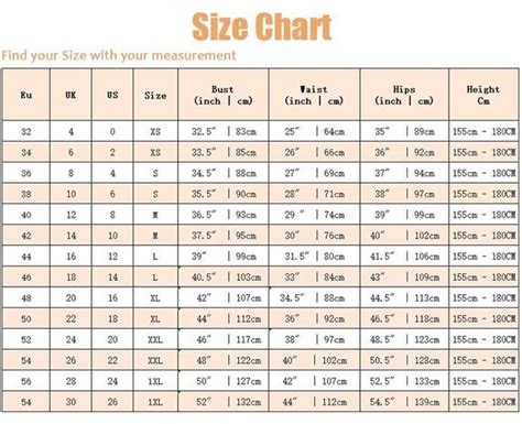 Ylistyle Standard Size Chart - Etsy