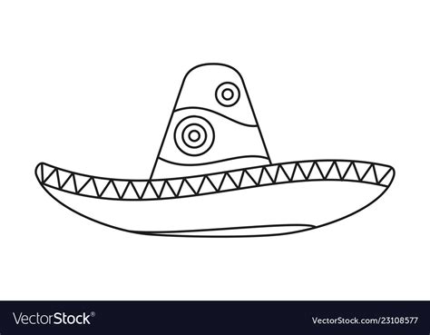 Line art black and white mexican hat Royalty Free Vector