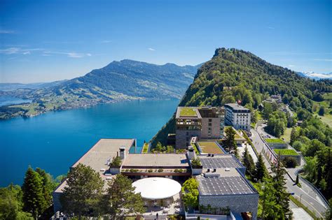 Burgenstock Hotel & Alpine Spa – Obburgen, Switzerland – Spa and Hotel Aerial View – TRAVOH