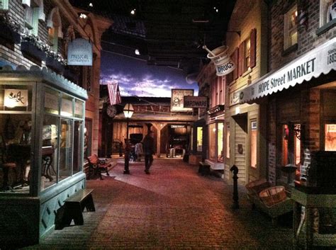 COSI museum - "Progress exhibit", Columbus Ohio. A walk through a town, with street front stores ...