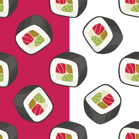 Sushi seamless pattern, Asian Food, Japanese sushi background, Sushi ...