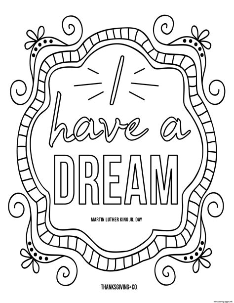 MLK JR I Have A Dream Doodle Coloring page Printable