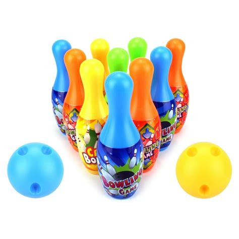 Toy Bowling Play Set for Children Sport Bowler Children's 12 Piece Toy Bowling Set w/ 10 Pins, 2 ...