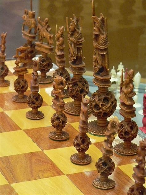 Stained and White Ivory Puzzle-Ball Chess Set China Early … | Flickr