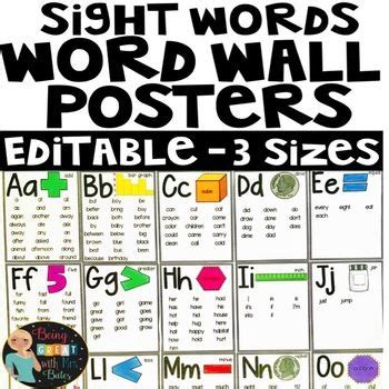 Sight Word Word Wall Posters | Sight words, Word wall, Elementary math ...