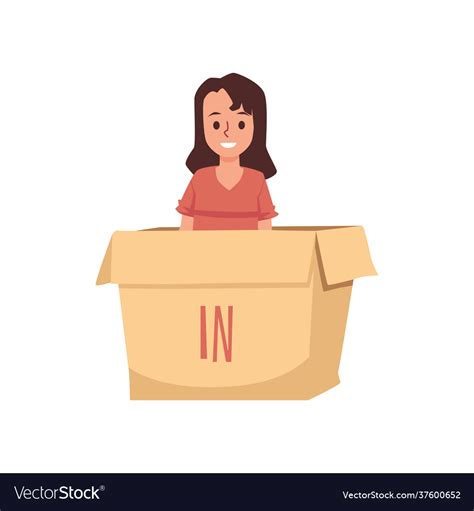 Child sits in box with written in preposition Vector Image