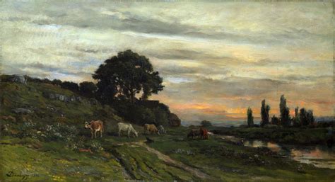 Landscape with Cattle by a Stream Painting | Charles Francois Daubigny ...