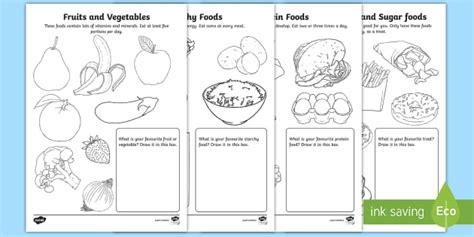 Healthy Eating Coloring Sheets (Teacher-Made) - Twinkl