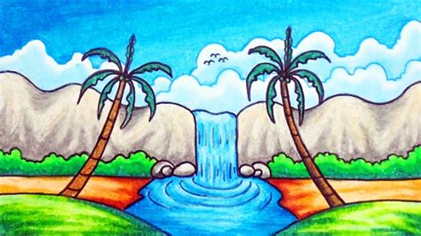 Beautiful Scenery Easy Simple Waterfall Drawing : 751 x 900 jpeg 70 кб.