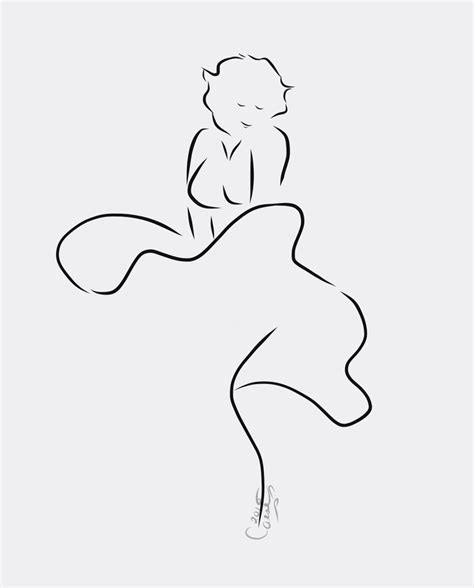 Marilyn Monroe, the iconic skirt waves, digital | Art drawings simple ...