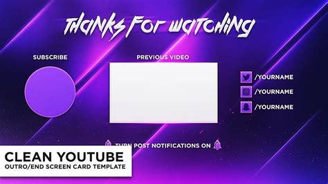 Clean Outro/End Screen Card Photoshop Template *FREE* - YouTube