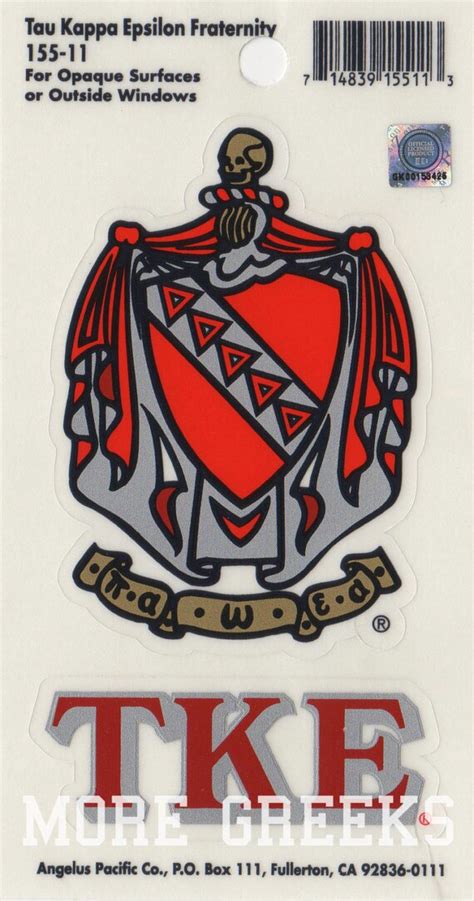 Tau Kappa Epsilon Fraternity Crest Sticker