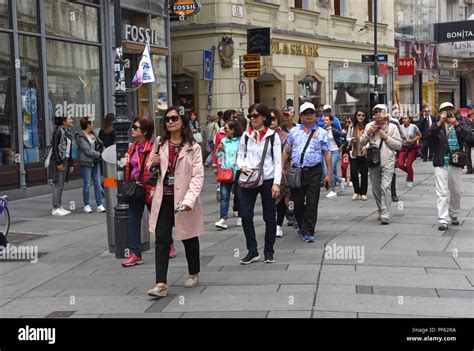 Tourist guide with tourists in Vienna, Austria Stock Photo - Alamy