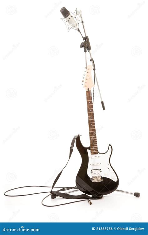 Guitar and Stand with a Microphone Stock Photo - Image of show, entertainment: 21333756