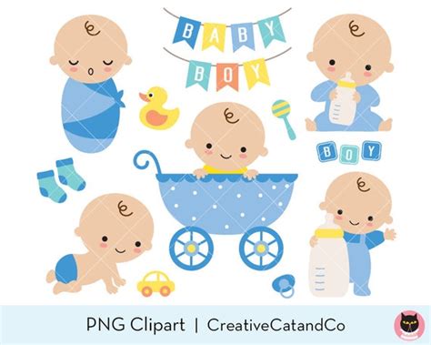 Baby Boy Shower Clipart Clip Art Cute Baby Boy Birthday in - Etsy India