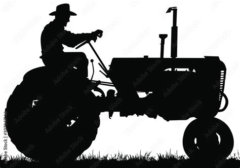 Tractor Farmer Silhouette