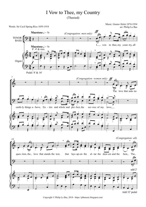 I vow to thee, my country Sheet Music | G Holst | SATB Choir