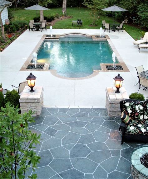 spray deck as pool deck - Google Search in 2020 | Pool decking concrete, Backyard pool designs ...