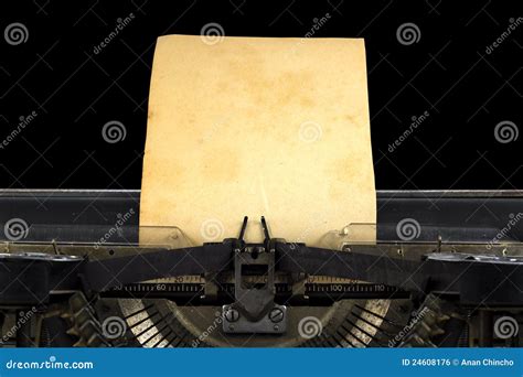 Old typewriter with paper stock photo. Image of keyboard - 24608176