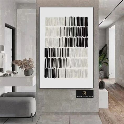 Large Black White Minimalist Art Black and White Texture Art Abstract ...