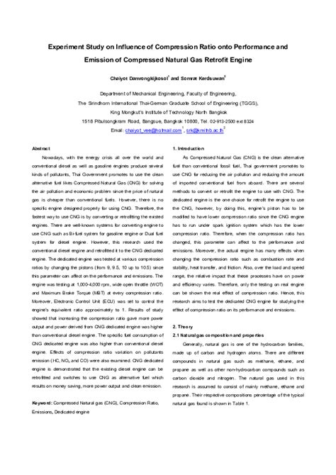(PDF) Experiment Study on Influence of Compression Ratio onto Performance and Emission of ...