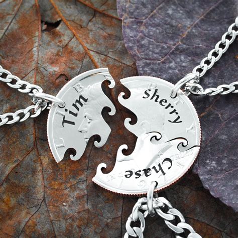 3 Best Friend Necklace, Custom Name Necklaces, Interlocking Puzzle Jew - NameCoins