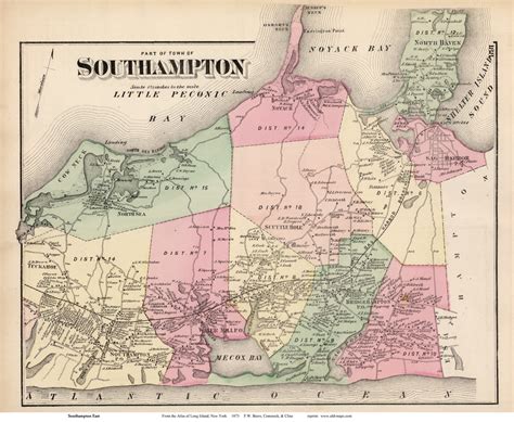 Southampton Town (Eastern Part), New York 1873 Old Town Map Reprint ...