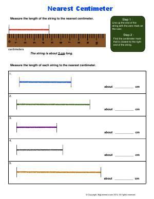 Worksheet | Nearest Centimeter | Measure the length of each string to the nearest centimeter ...