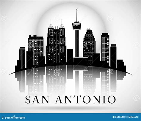 San Antonio Texas City Skyline With Gray Buildings Isolated On W Cartoon Vector | CartoonDealer ...