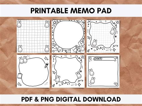the printable memo pad is shown in four different styles