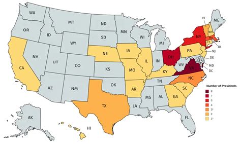 Distribution of American Presidents by the U.S. State of Birth - Vivid Maps